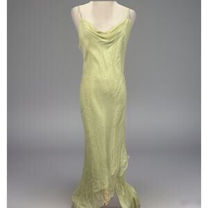 VTG Silk Beaded Dress Y2K Cowl Neck Asymmetrical Handkerchief Fairy Size 9/10